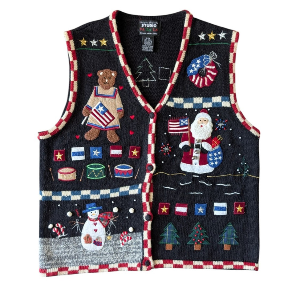 Designers Originals Studio Vintage Christmas in July Sweater Vest Petite Medium